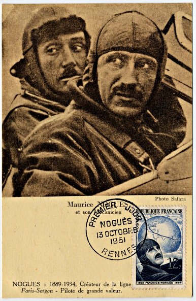 Carte maximum du premier jour du timbre de Maurice Noguès