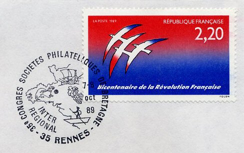 Timbre à date commémoratif du 35ème congrès inter régional des sociétés philatéliques de Bretagne