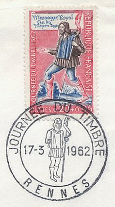Timbre à date 1er jour de la journée du timbre 1962
