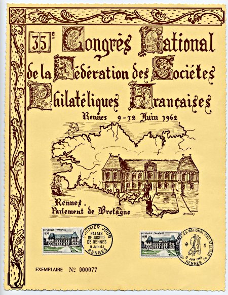 Carte premier jour du Palais de Justice de Rennes
