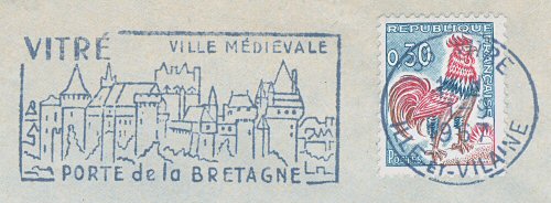 Flamme d´oblitération de Vitré
«Vitré, ville médiéval - Porte de la Bretagne»