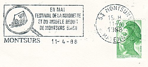 Flamme d´oblitération de Montsurs
«En mai festival de la maquette et du modèle réduit de Montsurs» 