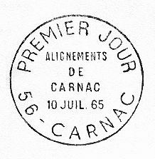 Oblitération 1er jour du timbre de Carnac
