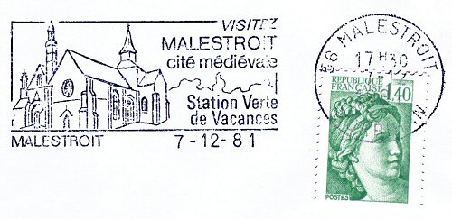 Flamme d´oblitération de Malestroit
«Visitez Malestroit cité médiévale - Station verte de vacances»