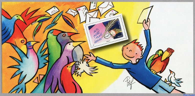 Image du timbre Souvenir philatélique avec le timbre «Un petit mot doux»