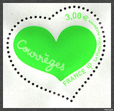 Image du timbre Cœur de Courrèges vert façon Plexiglas