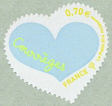 Image du timbre Coeur Courrèges  issu du bloc-feuillet-inscription en jaune