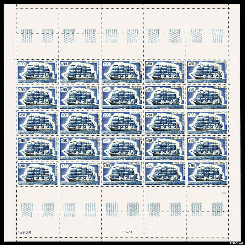 Image du timbre La feuille de  25 timbres du voilier 5 mâts France II -