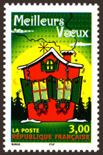 Image du timbre Meilleurs vœux - Maison rouge aux volets verts
