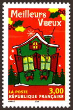 Image du timbre Meilleurs vœux - Maison verte aux volets rouges