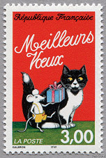 Image du timbre Meilleurs voeuxChat et souris