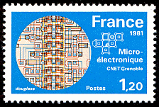 Image du timbre La Micro-électronique - CNET Grenoble