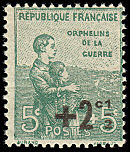 Image du timbre Deux orphelins 5c + 2c½ surchargé sur  5c