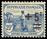 Image du timbre Femme labourant  25c+ 5c surchargé sur  15c