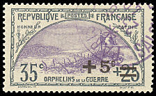 Image du timbre Tranchée 35c+ 5c surchargé sur  25c