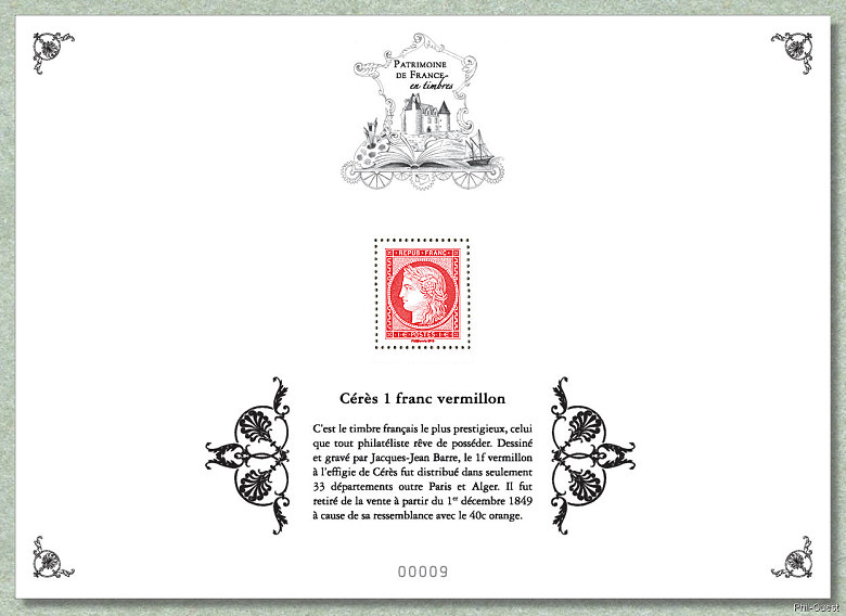 Image du timbre Cérès 1F vermillon