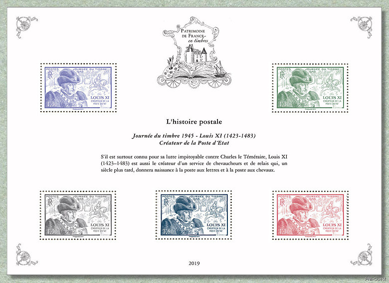 Image du timbre Journée du timbre 1945 - Louis XI créateur de la Poste d'État