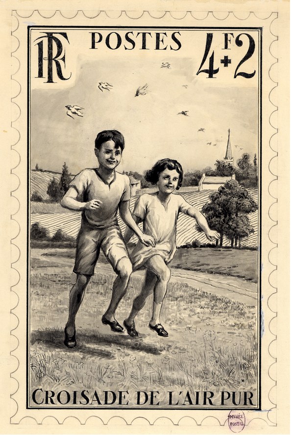 Le projet du timbre par Achille Ouvré