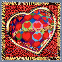 Image du timbre Le cœur de Jean-Louis Scherrer sur fond panthère