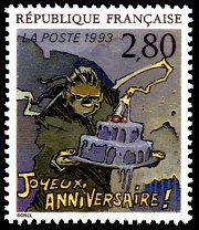 Image du timbre «Joyeux anniversaire» par Guillaume Sorel