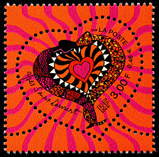 Image du timbre Cœur d'Yves Saint Laurent (serpents)