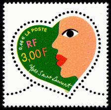 Image du timbre Le cœur d'Yves Saint Laurent (visage)