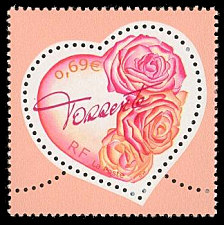 Image du timbre Le cœur Torrente avec bouquet de roses