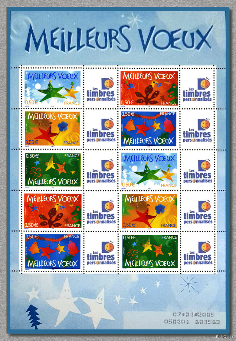 Image du timbre Mini-feuille personnalisée «Meilleurs Voeux»