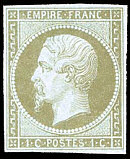 Image du timbre Napoléon III 1c olive sur fond azuré