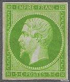 Image du timbre Napoléon III  5c vert-jaune