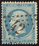Image du timbre Napoléon III 20 c bleu dentelé