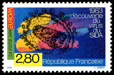 Image du timbre 1983 découverte du virus du SIDA