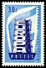 Image du timbre Première émission Europatimbre à  30 F bleu clair et bleu foncé