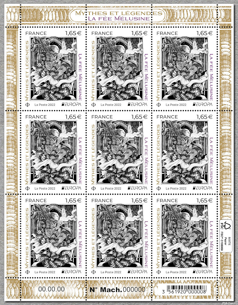 Image du timbre Mythes et légendes - La fée Mélusine - La feuille de 9 timbres