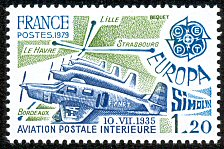 Image du timbre Aviation postale intérieure 10.VII.1935 SimounBordeaux, Le Havre, Lille, Strasbourg