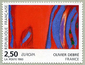 Image du timbre Olivier Debré «Rouge rythme bleu»