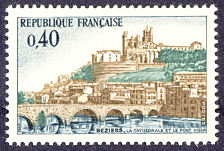 Image du timbre Béziers - La cathédrale et le pont vieux