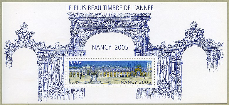 Image du timbre Souvenir philatélique de Nancy :  le plus beau timbre de l'année 2005-78ème congrès de la Fédération Française des Associations Philatéliques