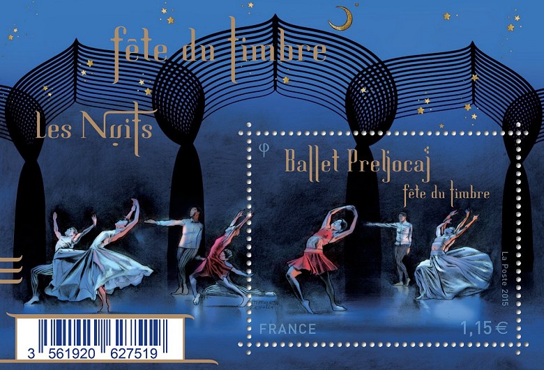 Image du timbre Le timbre sur feuillet du ballet Preljocaj - Les nuits