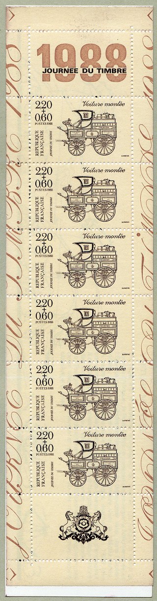 Image du timbre Carnet Journée du timbre 1988Voiture montée - brun sur beige clair