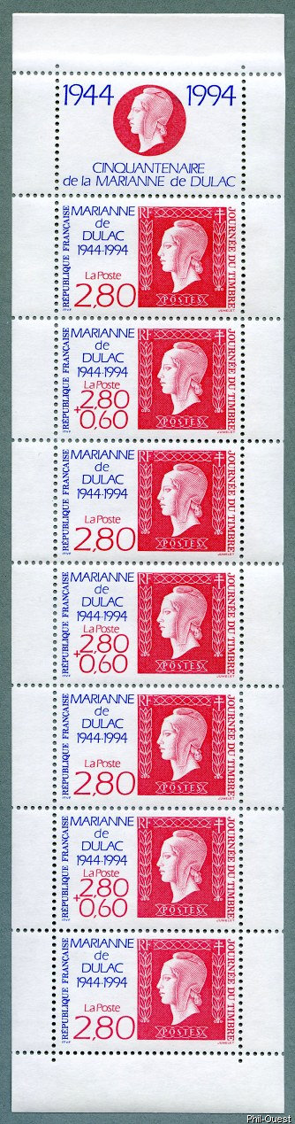 Image du timbre Journée du timbre 1994-Carnet du 50ème anniversaire de la Marianne de Dulac