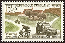 Image du timbre Journée du timbre 1958Distribution postale motorisée