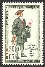 Image du timbre Journée du timbre 1961facteur de la petite Poste de Paris 1760
