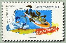 Image du timbre Bip Bip et Vil Coyote font du surf-
Timbre autoadhésif issu du carnet