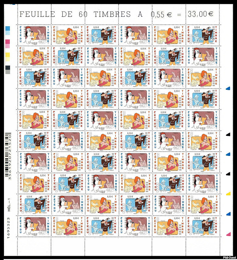 Image du timbre Droopy et ses amis - Feuille de 60 timbres
