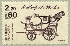 Image du timbre La malle-poste Briska marron sur beige