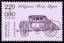 Image du timbre Journée du timbre 1989Diligence Paris-Lyon - violet sur mauve
