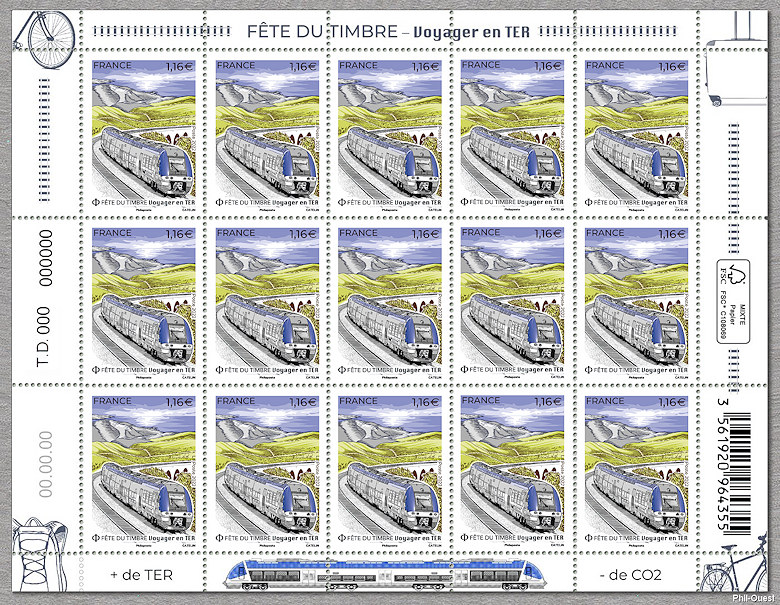 Image du timbre Voyager en TER - Feuille de 15 timbre