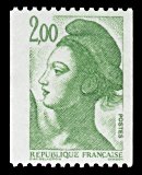 Image du timbre République, type Liberté - 2F verttimbre pour roulette