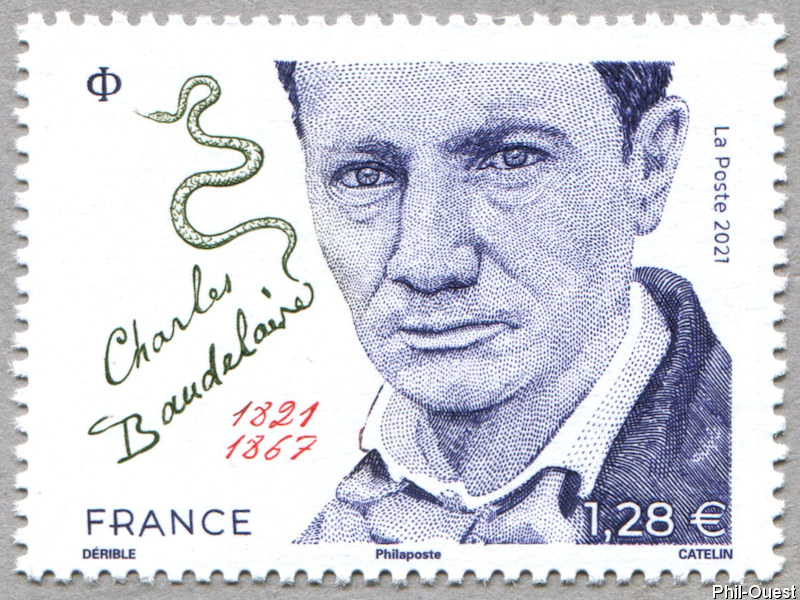 Zoom sur le timbre «Charles Baudelaire 1821 - 1867